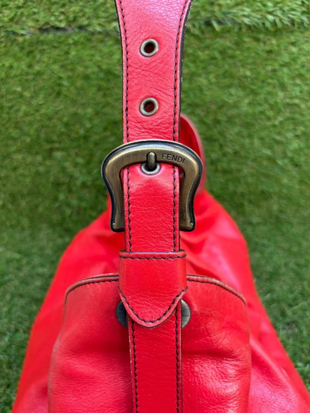 Fendi Red Borsa Leather Hobo Doctor Bag